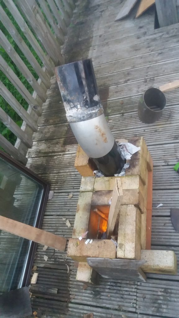 Down-draft rocket stove Ireland